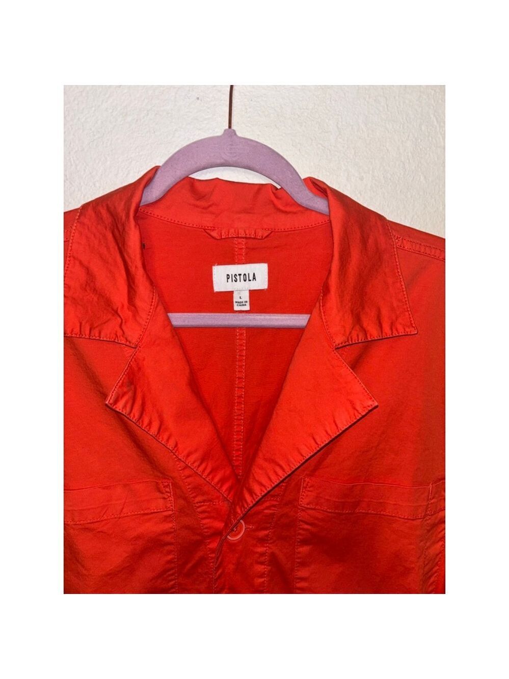 Anthropologie PISTOLA size Large Parker Shorts Romper in Blood Orange - Picture 7 of 11